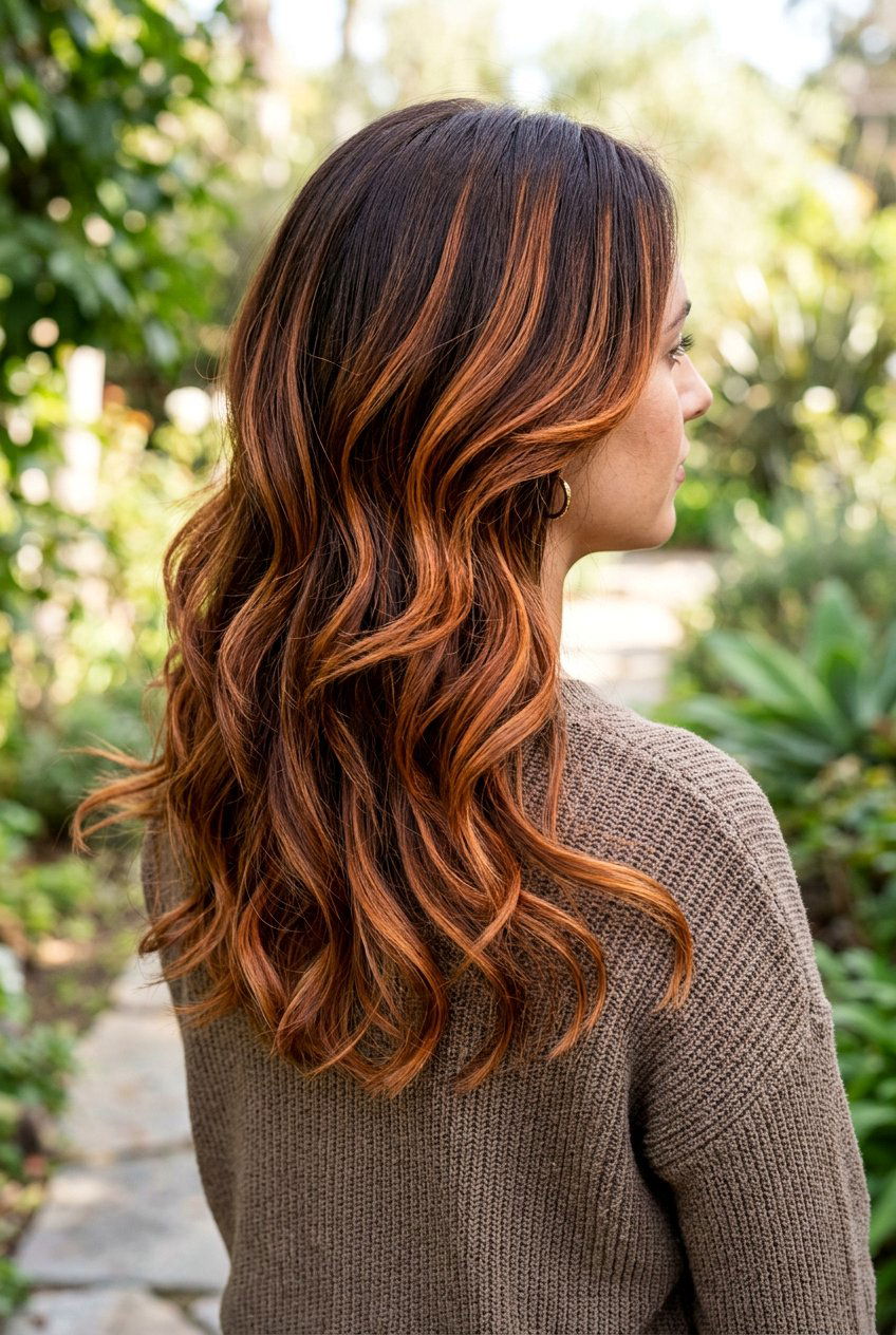 Dark brown hair with copper caramel balayage - 20 dark brown hair with caramel balayage - 20 dark brown hair with caramel balayage