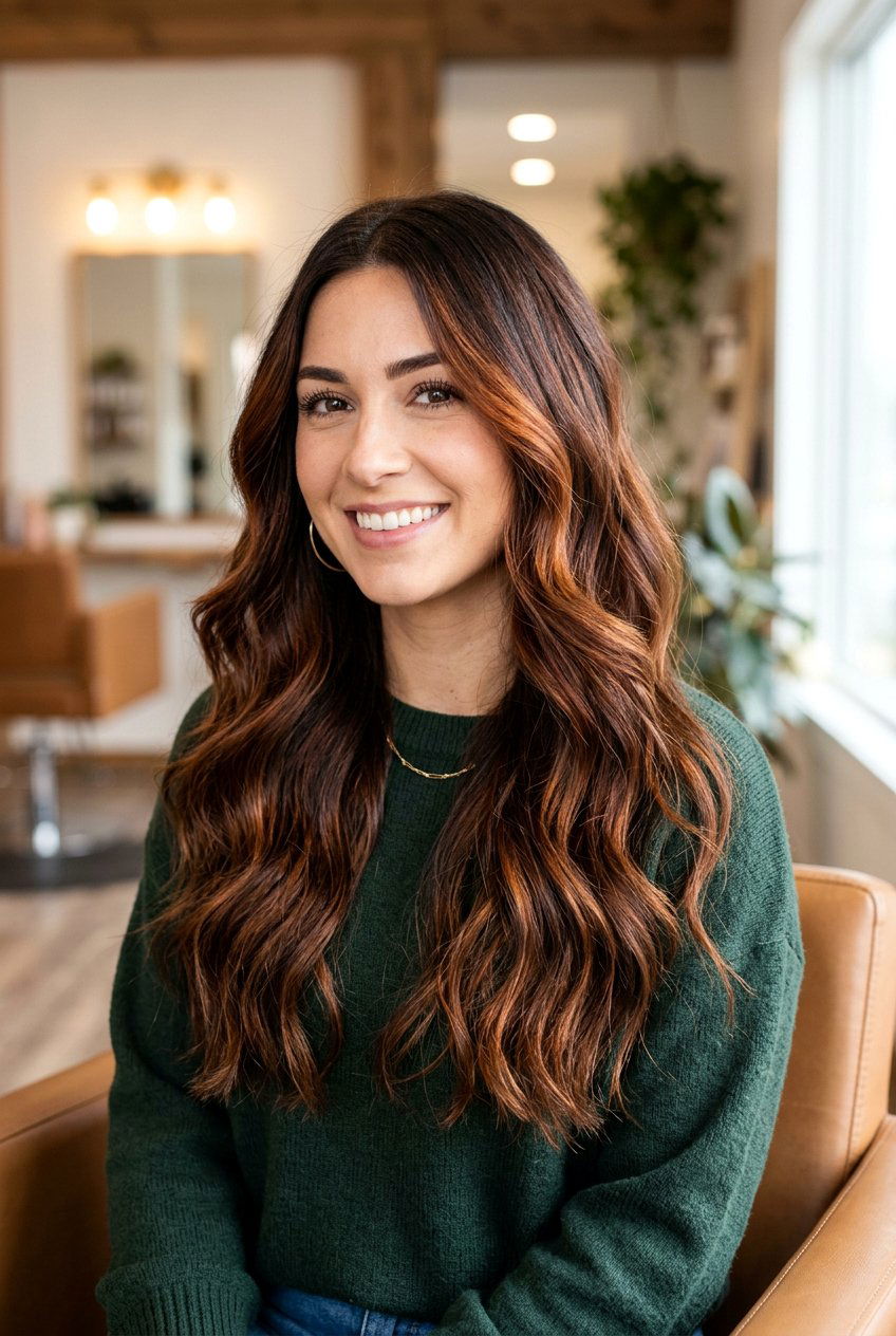 Dark brown hair with reddish caramel balayage - 20 dark brown hair with caramel balayage - 20 dark brown hair with caramel balayage