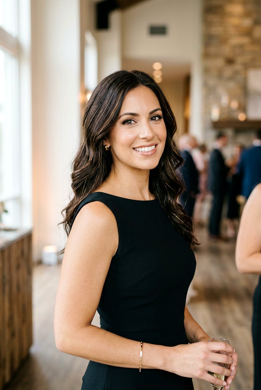 Dark brown hair with subtle golden highlights - 20 subtle caramel highlights for mature brunettes - 20 subtle caramel highlights for mature brunettes