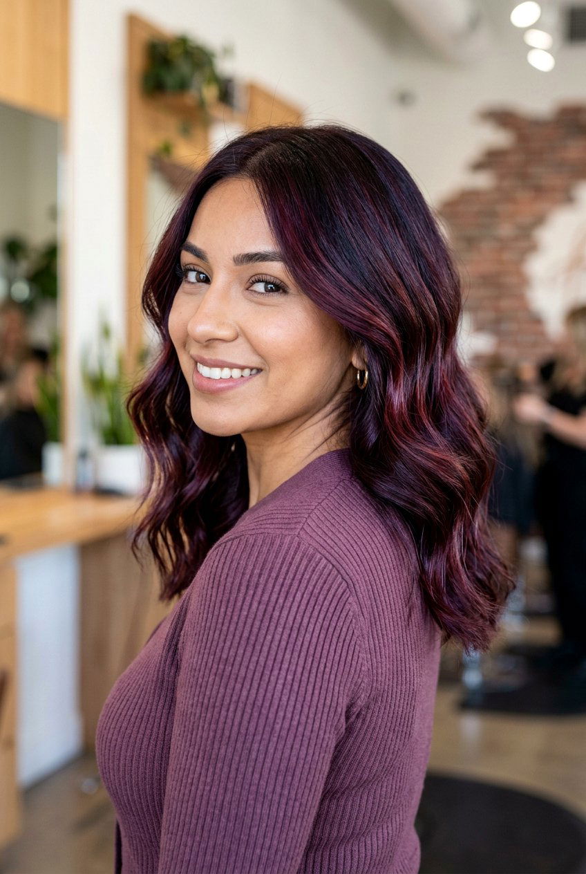 Dark cherry auburn balayage medium length - 20 auburn balayage for shoulder length hair - 20 auburn balayage for shoulder length hair