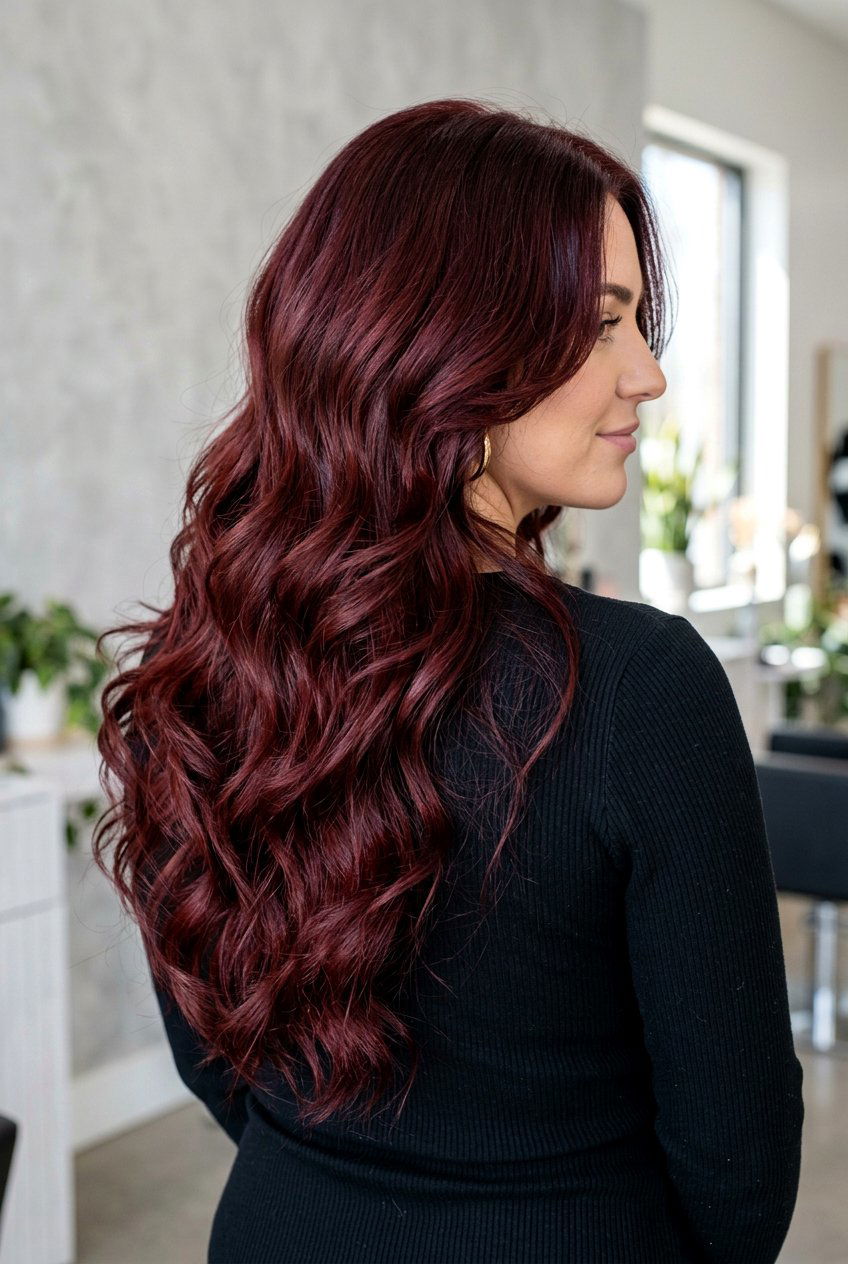 Dark cherry red long layers - 20 dark cherry red hair - 20 dark cherry red hair