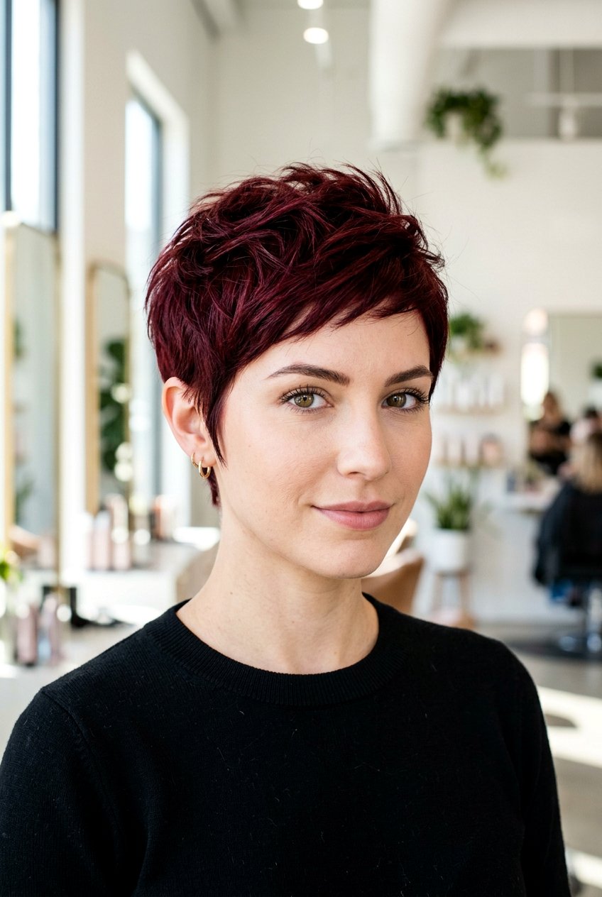 Dark cherry red pixie cut - 20 dark cherry red hair - 20 dark cherry red hair