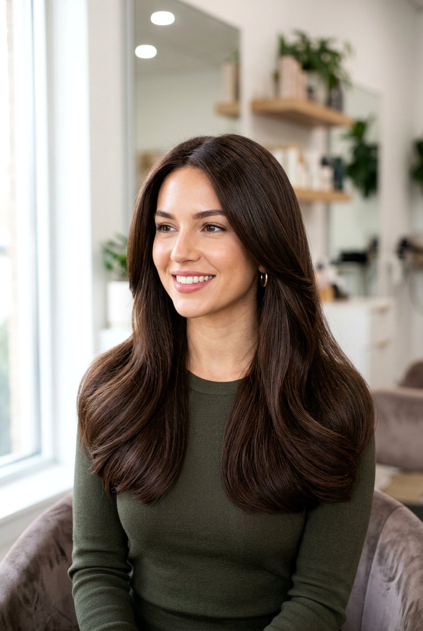 Dark chocolate brown hair - 20 brunette hair ideas for winter - 20 brunette hair ideas for winter