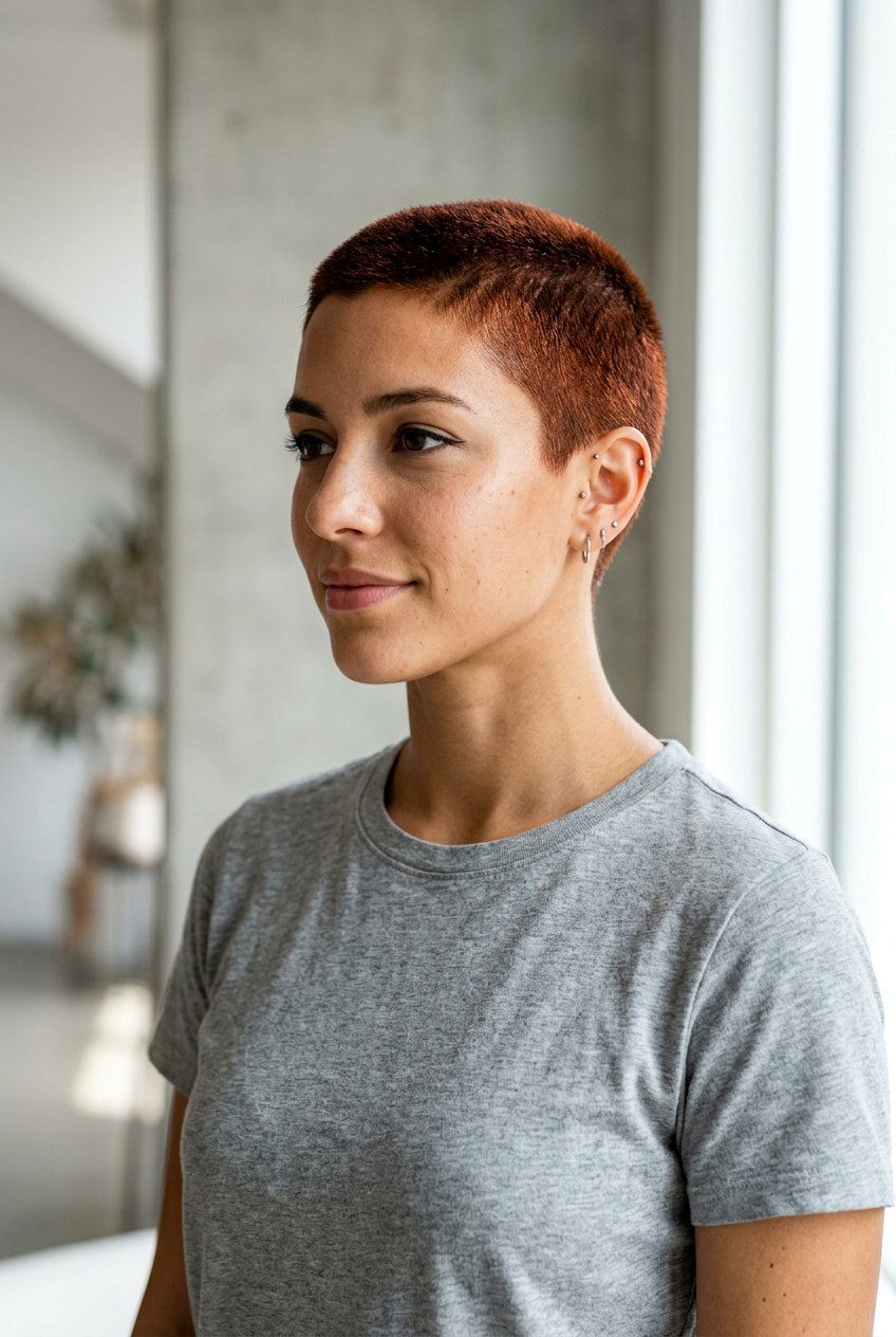 Dark copper buzz cut - 20 copper twa hairstyle - 20 copper twa hairstyle