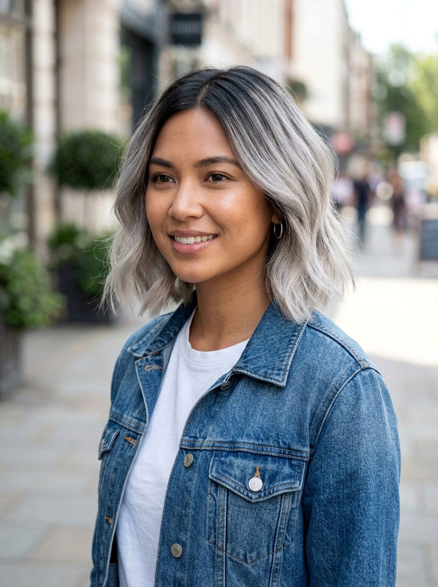 Dark roots silver balayage bob - 20 silver balayage bob haircut - 20 silver balayage bob haircut