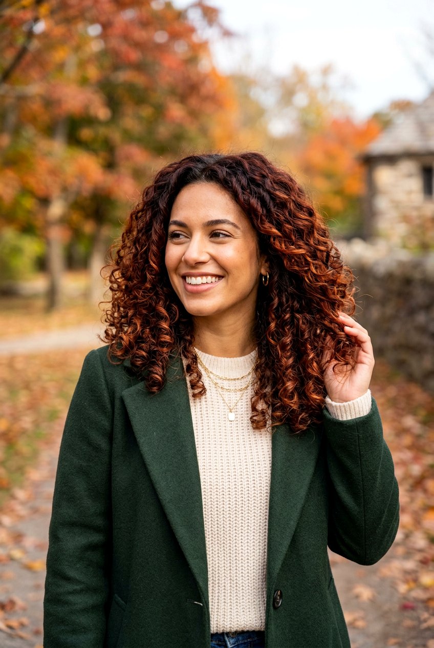 Deep Auburn Copper Balayage - 20 copper balayage for curly hair women - 20 copper balayage for curly hair women