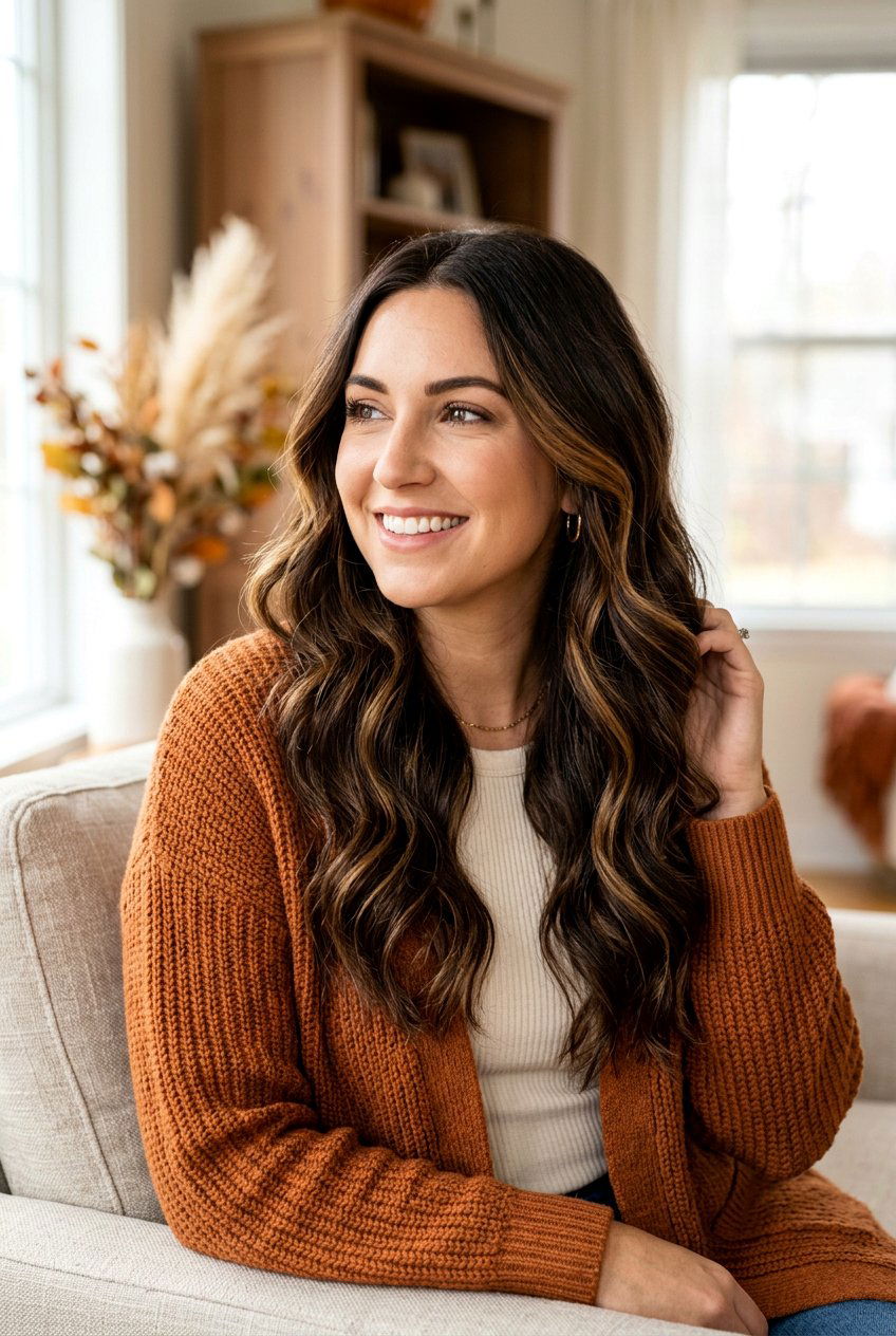 Deep Brunette With Lowlights - 20 dimensional brunette hair - 20 dimensional brunette hair