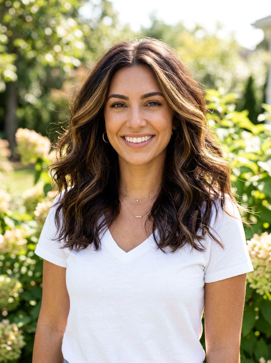 Deep Brunette With Subtle Golden Foilyage - 20 rich brunette with subtle highlights - 20 rich brunette with subtle highlights