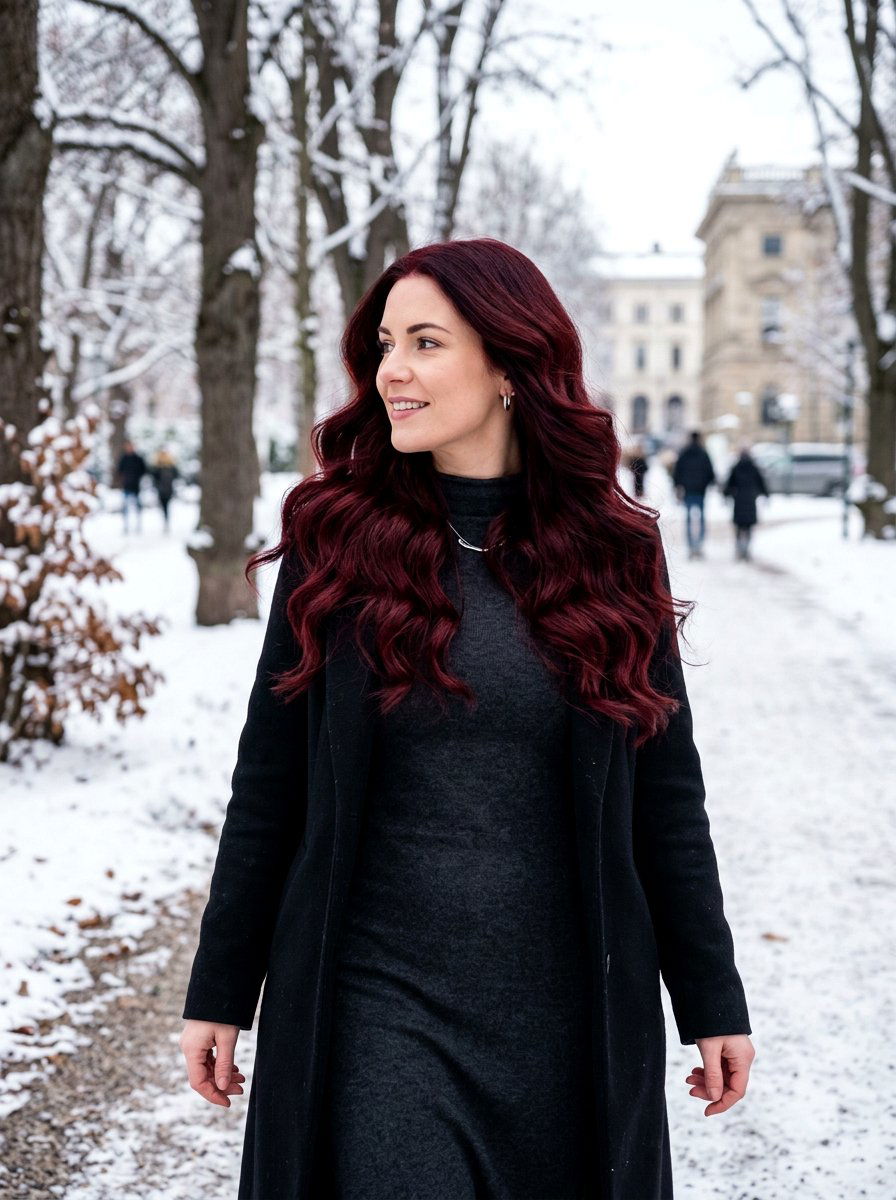 Deep Burgundy Red Gloss Waves - 20 red gloss hair color ideas - 20 red gloss hair color ideas