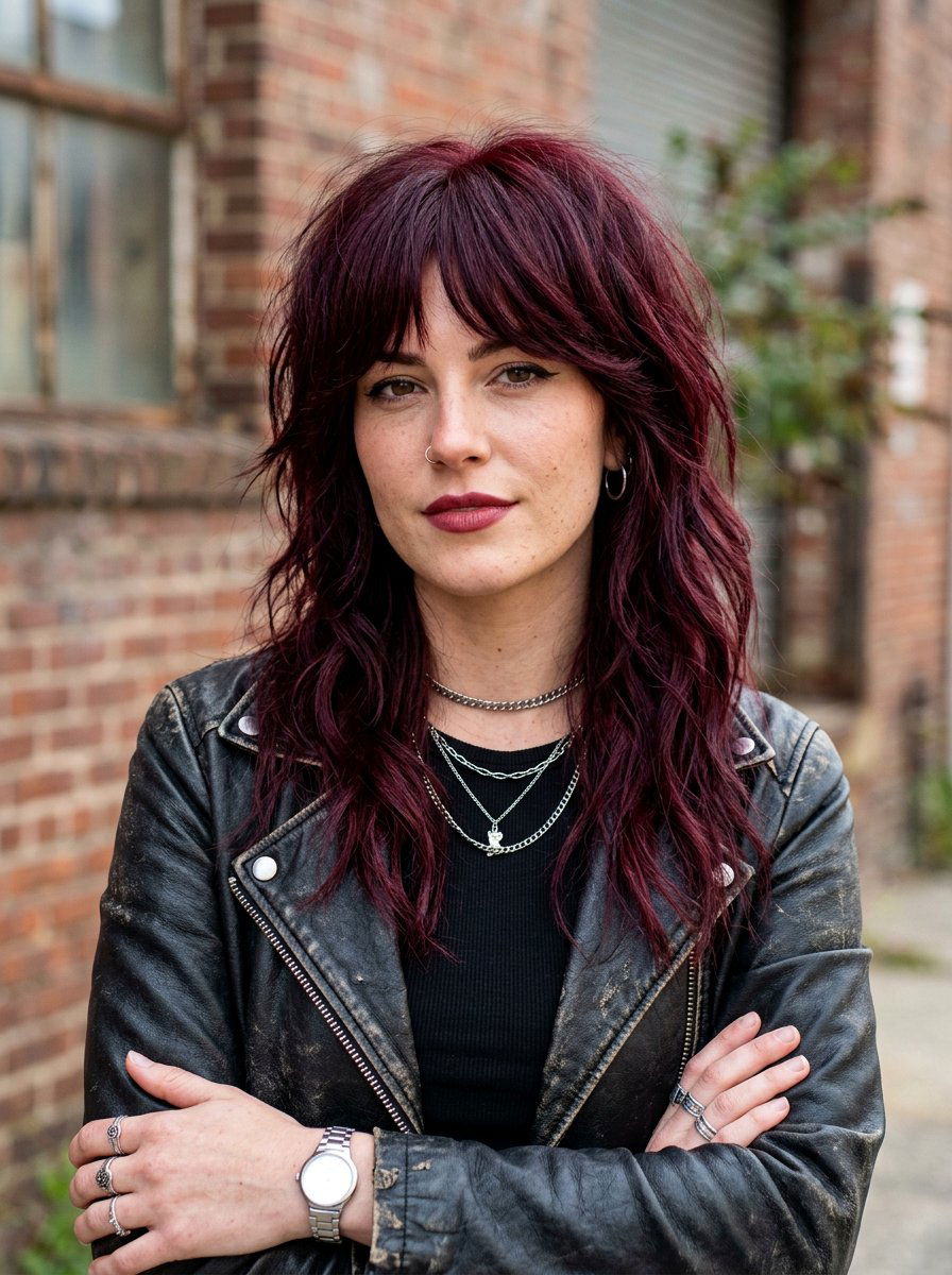 Deep Burgundy Shag Haircut - 20 salon color ideas for shag haircuts - 20 salon color ideas for shag haircuts