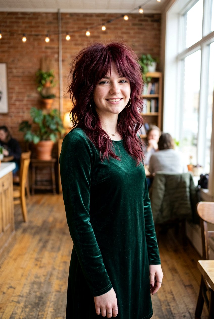 Deep Burgundy Shag - 20 short shag haircut for teenage girls - 20 short shag haircut for teenage girls