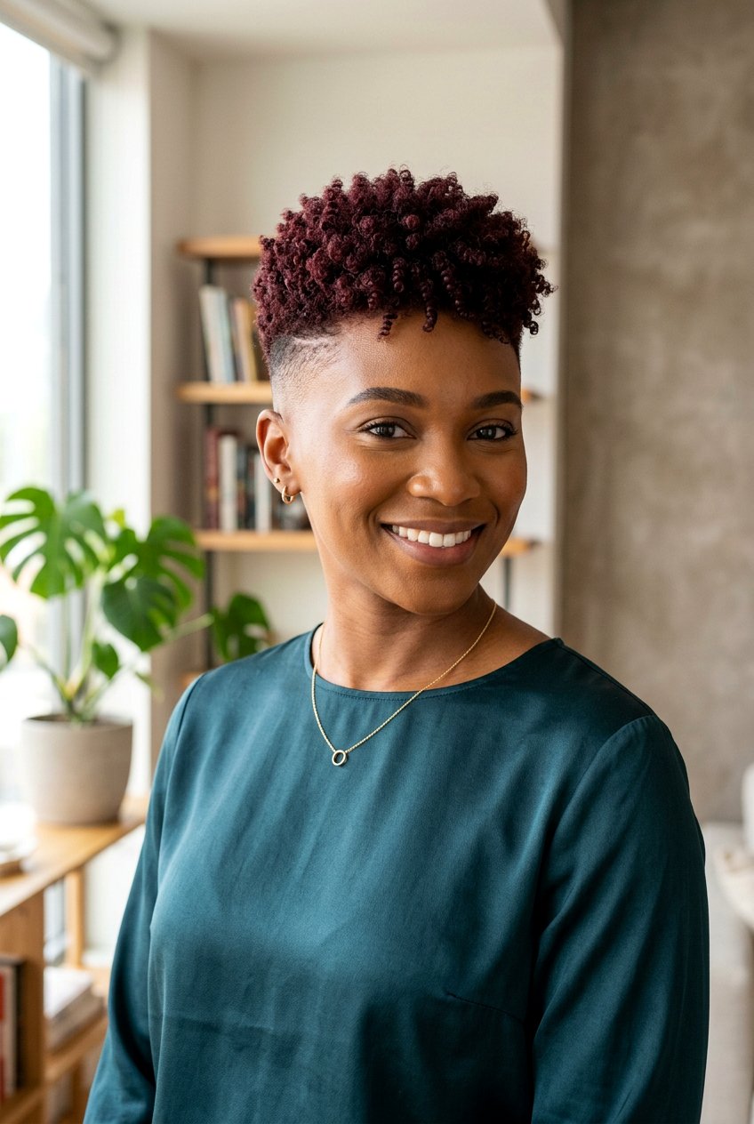 Deep Burgundy TWA Fade - 20 burgundy twa hairstyle - 20 burgundy twa hairstyle