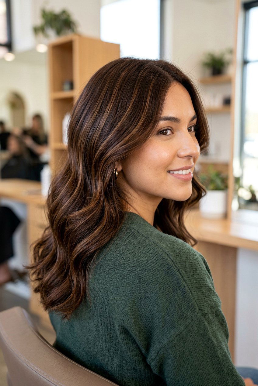 Deep Chestnut Brown With Highlights - 20 grandma hair color - 20 grandma hair color