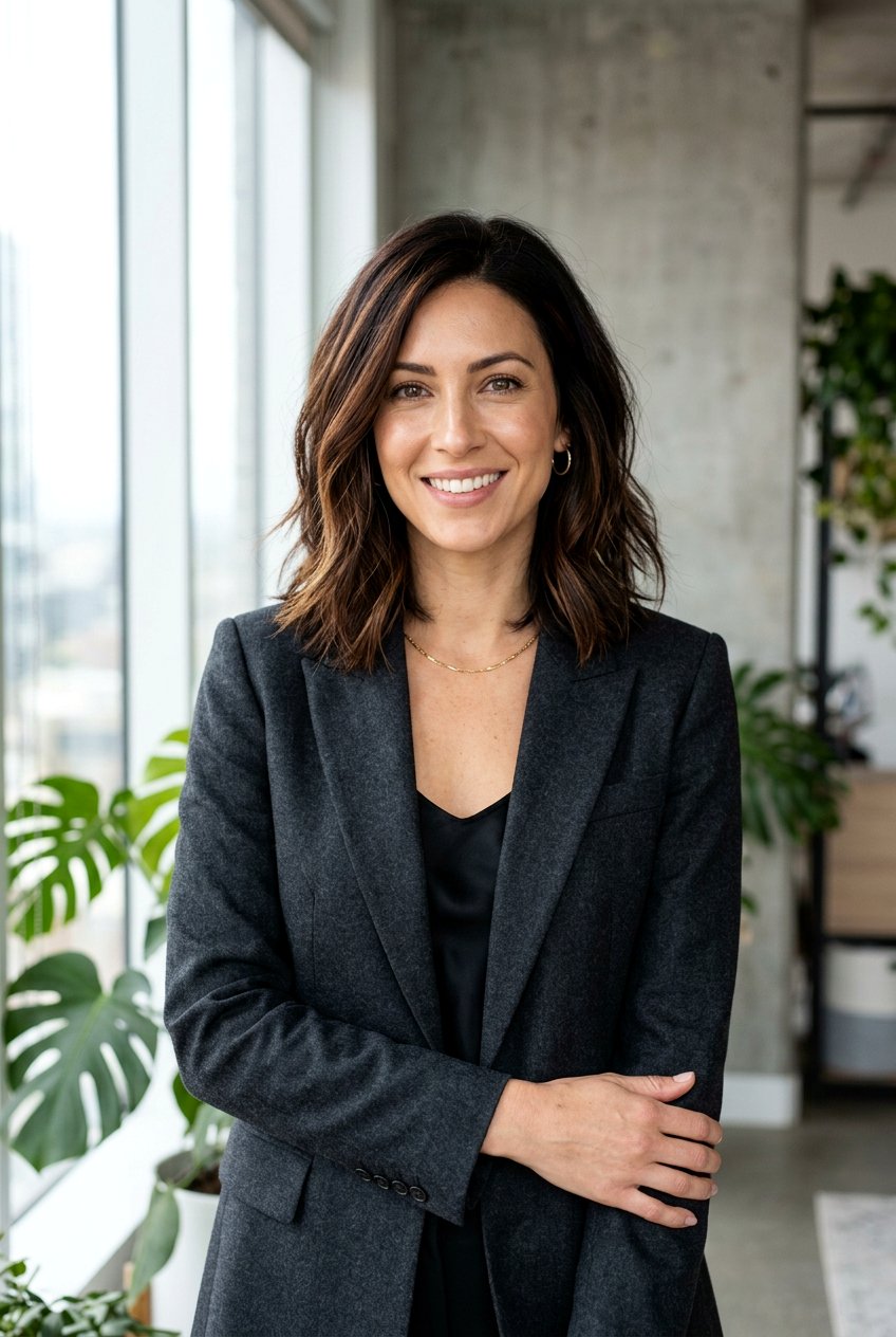 Deep Chestnut Highlights On Dark Brown Lob - 20 warm chestnut highlights for mature women - 20 warm chestnut highlights for mature women