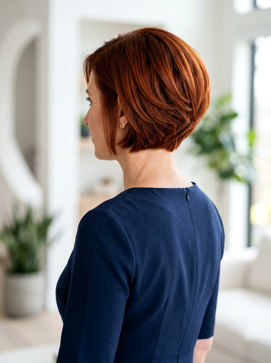 Deep Copper Stacked Bob - 20 copper bob hair color ideas - 20 copper bob hair color ideas