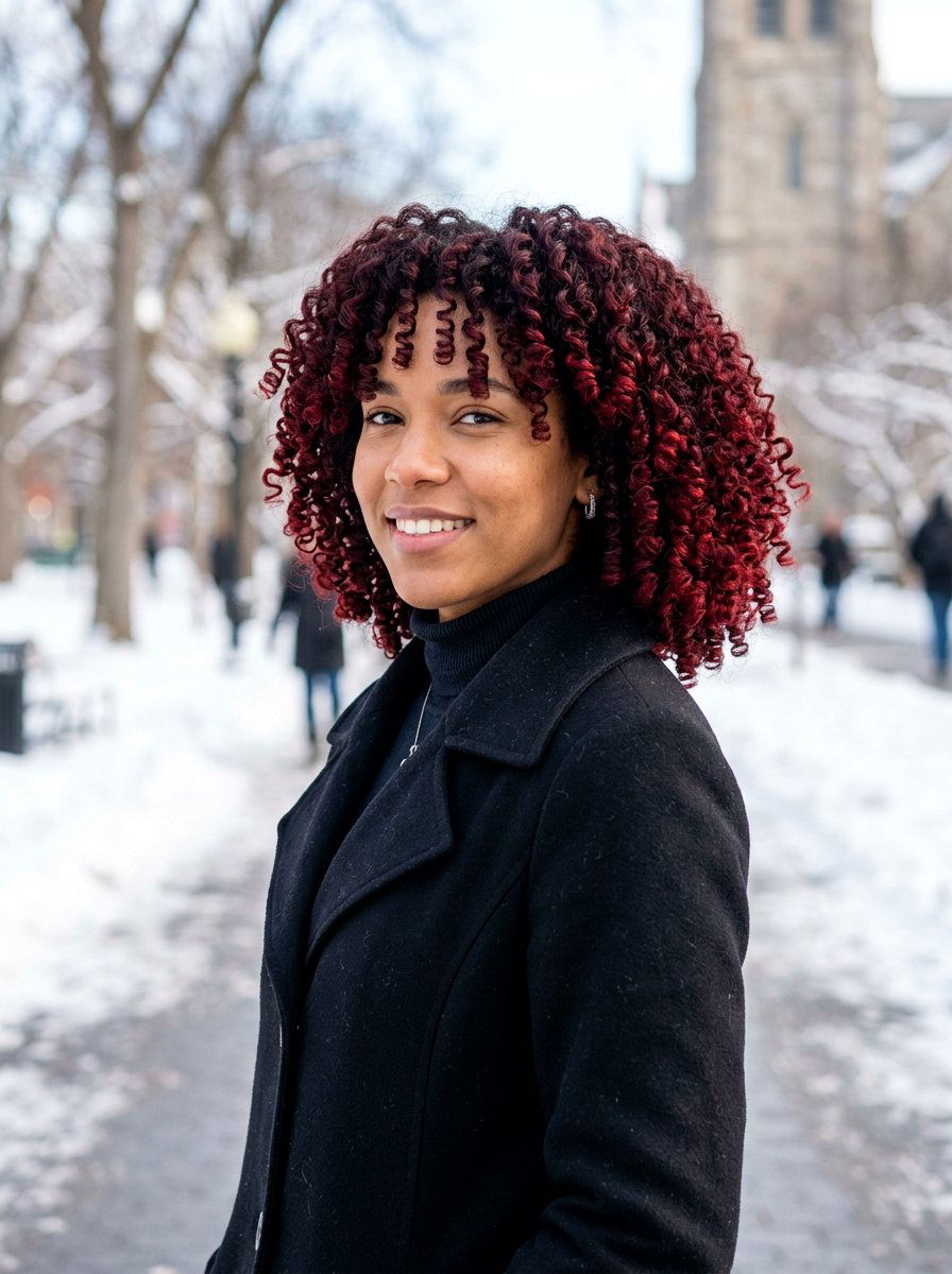 Deep Crimson Red Balayage Curly Bob - 20 red balayage for curly bob - 20 red balayage for curly bob