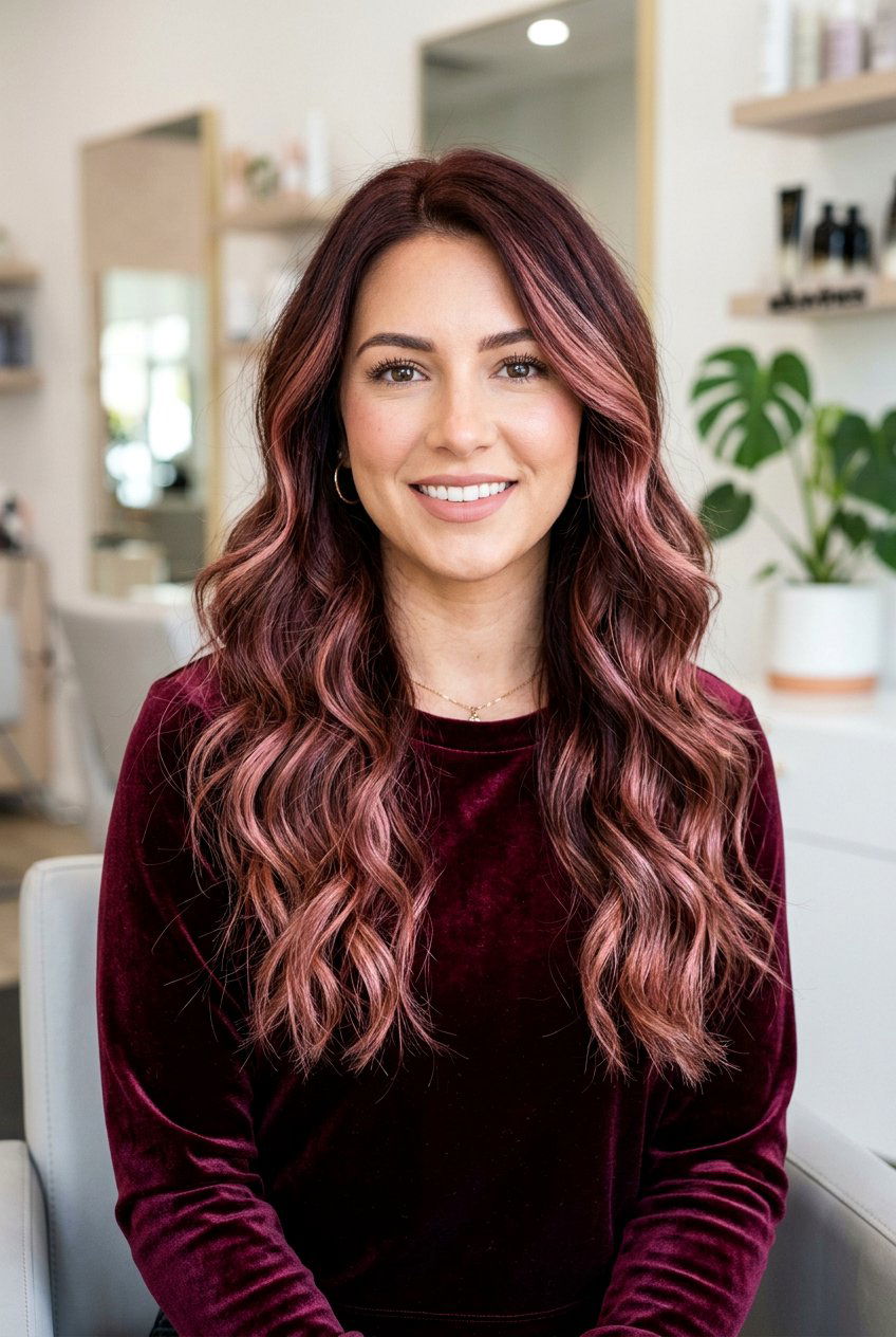 Deep Mahogany Brunette Hair With Rose Gold Balayage - 20 brunette hair with rose gold balayage - 20 brunette hair with rose gold balayage