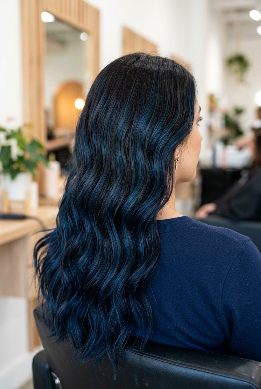 Deep Navy Blue Balayage - 20 navy blue hair color - 20 navy blue hair color