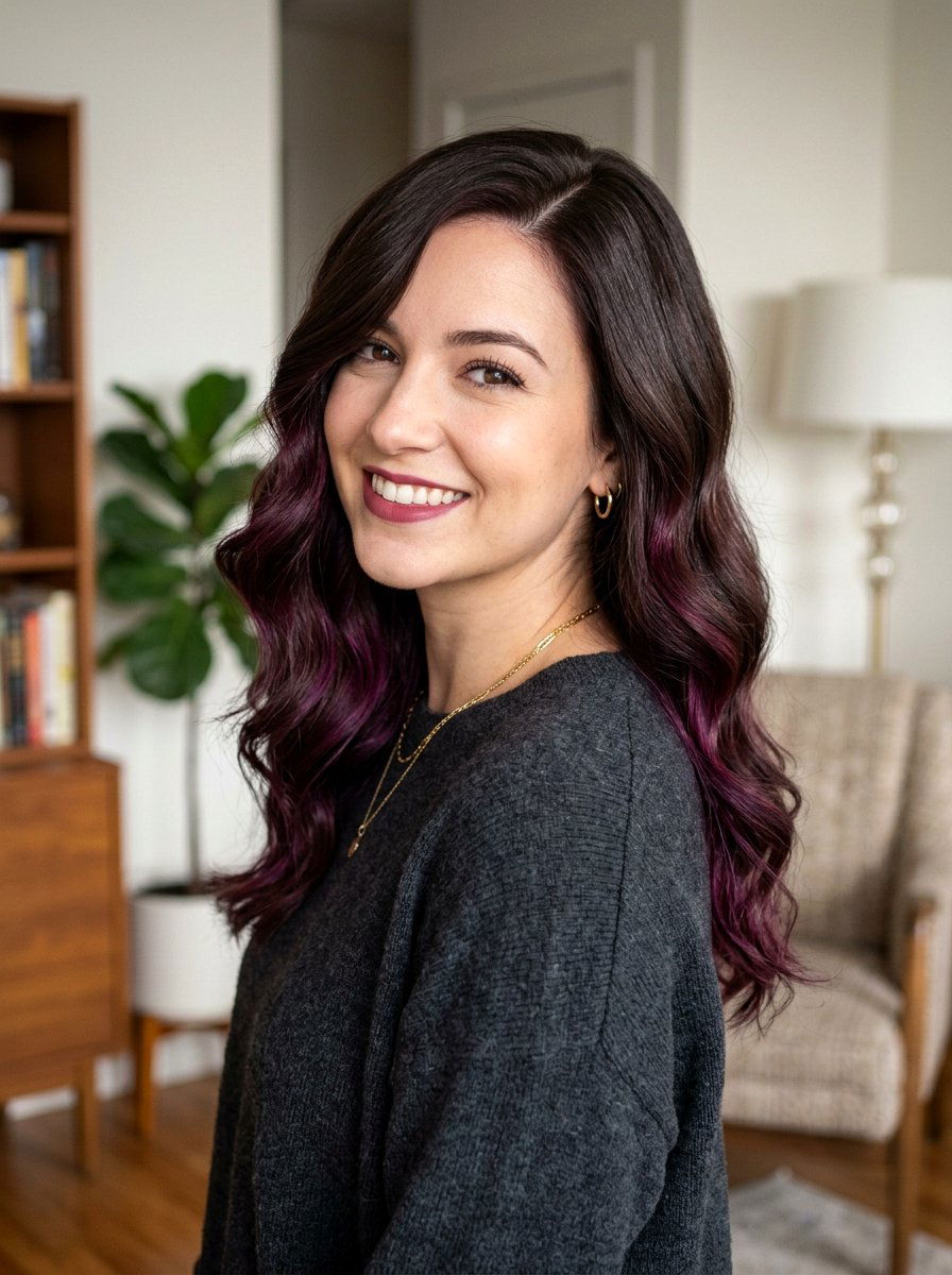 Deep Plum Peekaboo Highlights For A Bold Look - 20 violet peekaboo highlights - 20 violet peekaboo highlights