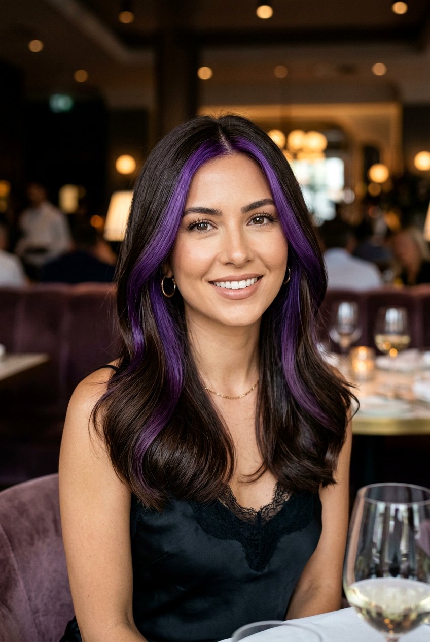 Deep Purple Lilac Money Piece For Dark Hair - 20 lilac money piece on dark hair - 20 lilac money piece on dark hair