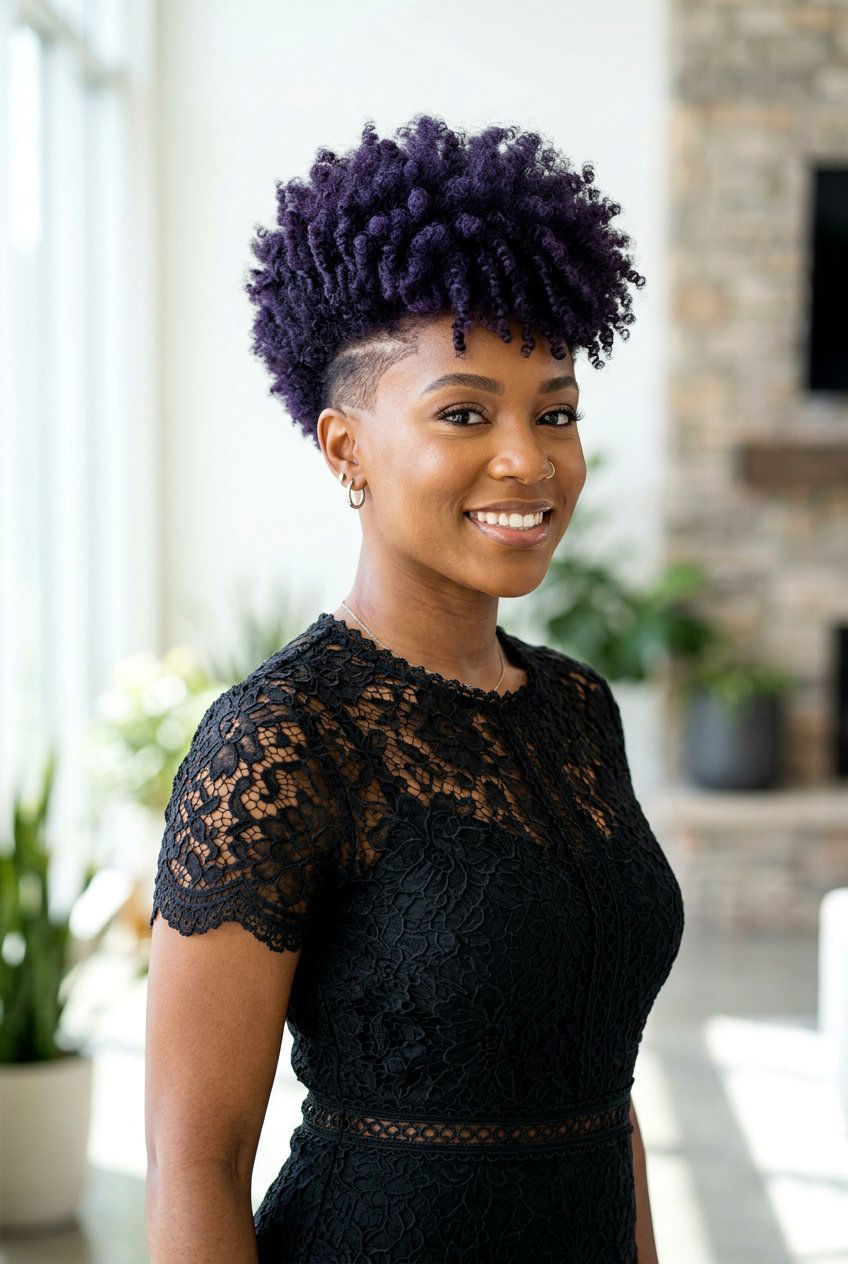 Deep Purple Tapered Fro - 20 tapered fro with color for women - 20 tapered fro with color for women