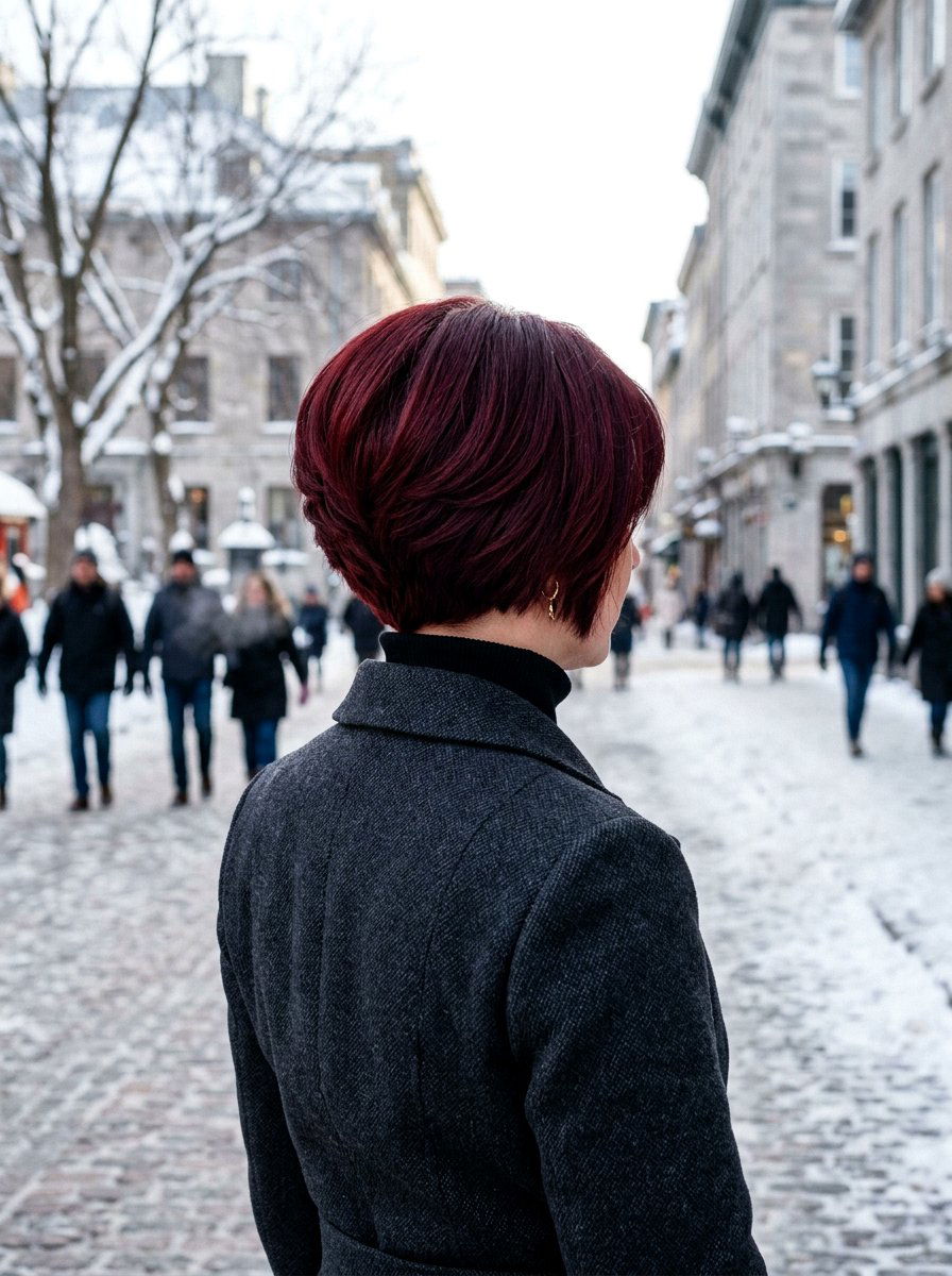 Deep Red Stacked Bob - 20 red bob hair color ideas - 20 red bob hair color ideas