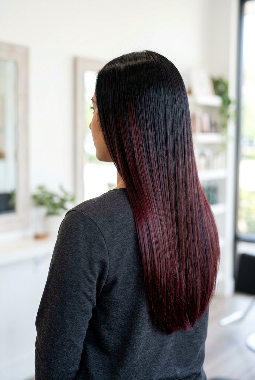 Deep Sangria Balayage On Black Hair - 20 sangria balayage hair - 20 sangria balayage hair