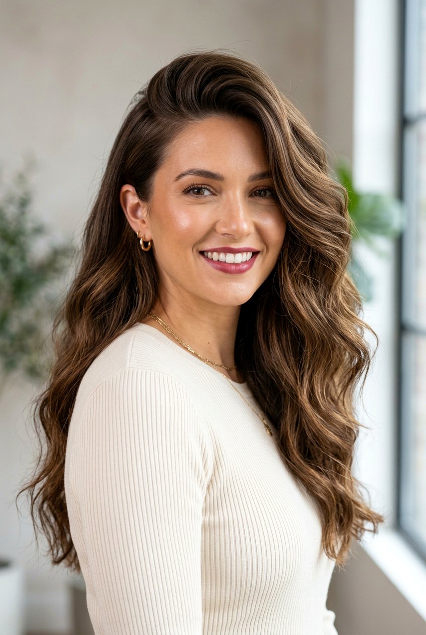 Deep Side Part - 20 haircuts for round faces - 20 haircuts for round faces