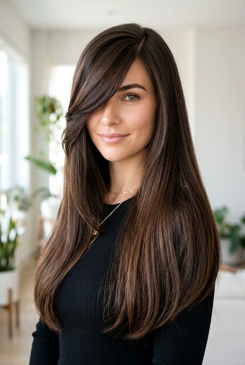 Deep Side Part Bangs Long Hair - 20 side bangs for long hair - 20 side bangs for long hair