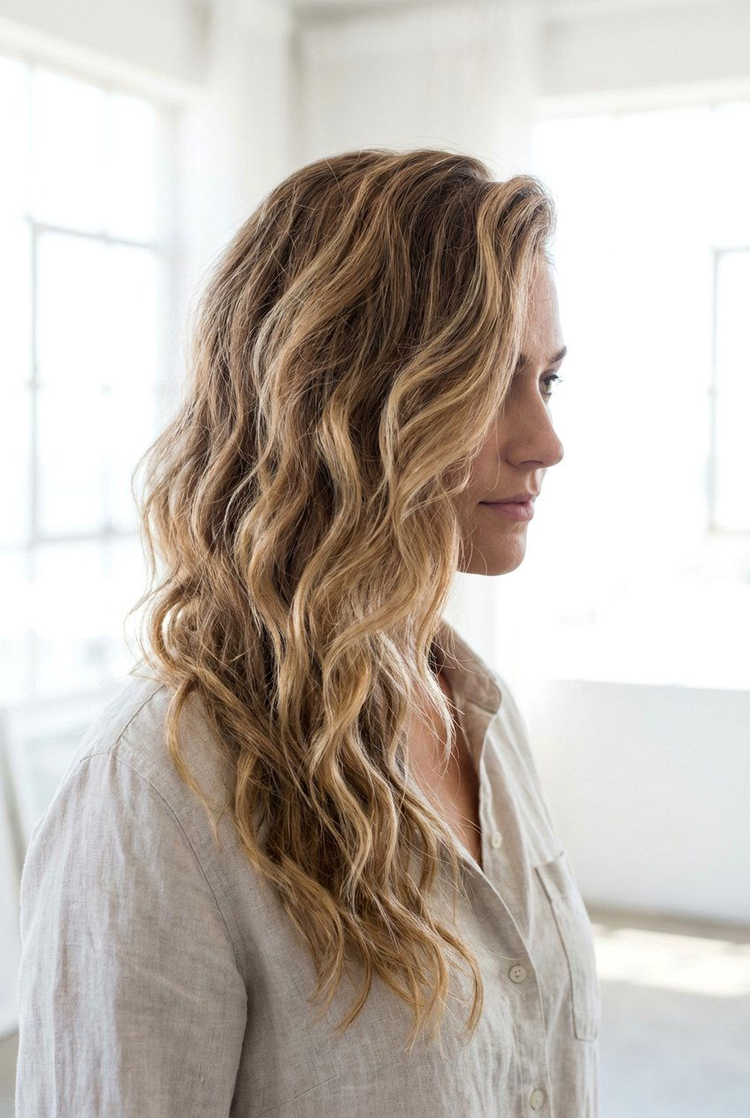 Deep Side Part Beach Waves - 20 beach wave hairstyles - 20 beach wave hairstyles