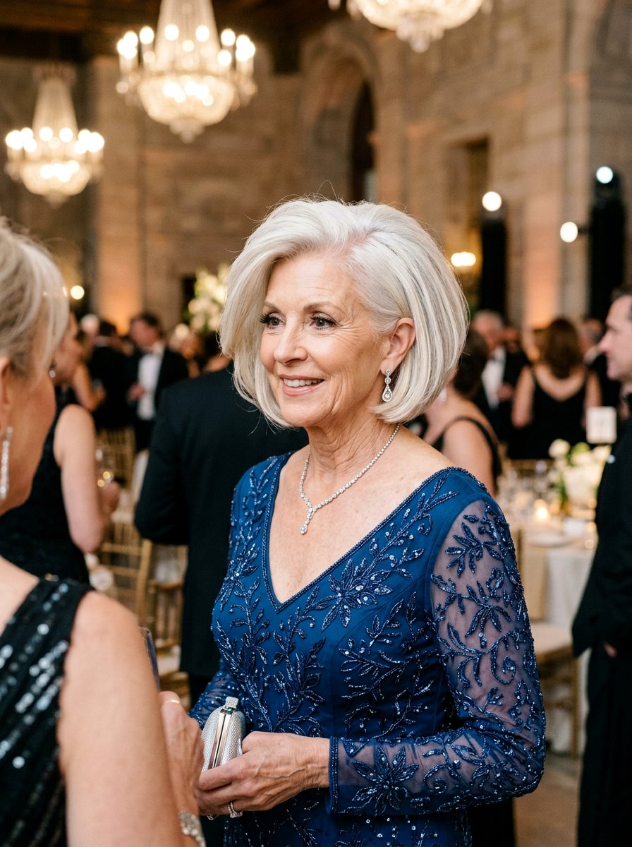 Deep Side Part Bob - 20 jaw length bob for fine hair over 60 - 20 jaw length bob for fine hair over 60