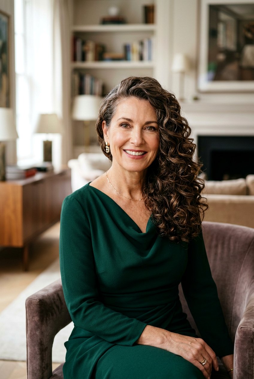 Deep Side Part Curls - 20 curly wedding guest hairstyle for mature women - 20 curly wedding guest hairstyle for mature women