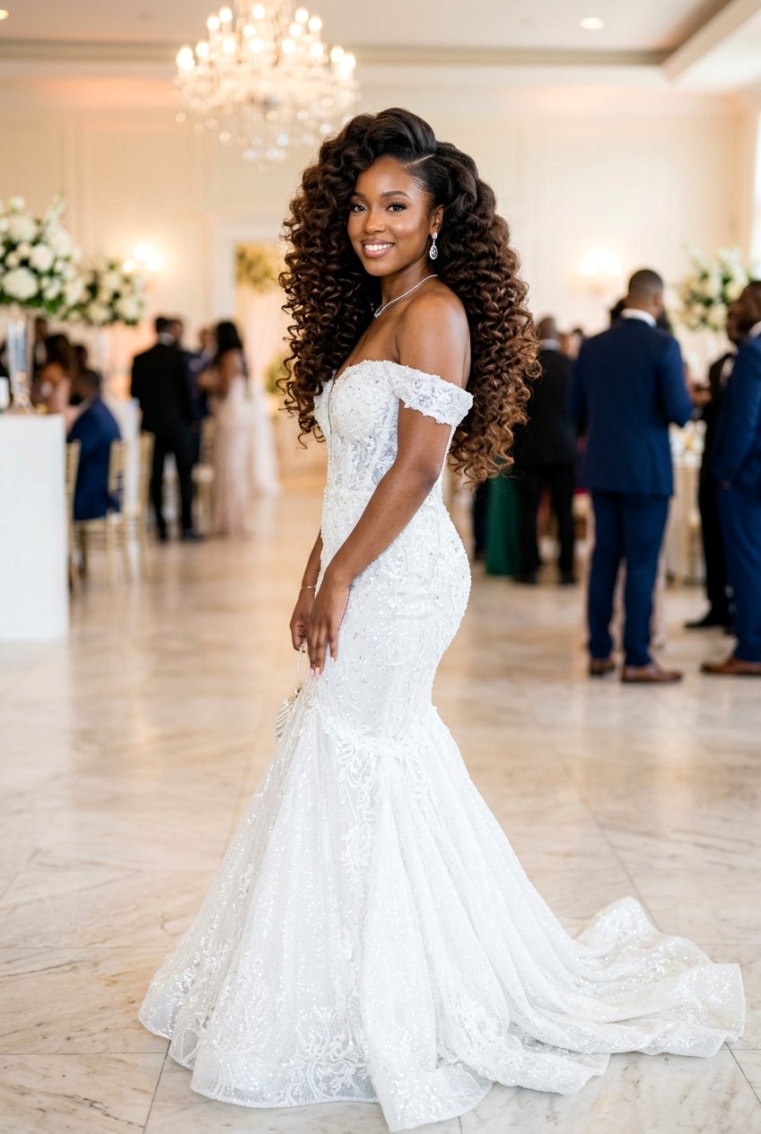 Deep Side Part Curls - 20 simple bridal curls for outdoor wedding - 20 simple bridal curls for outdoor wedding