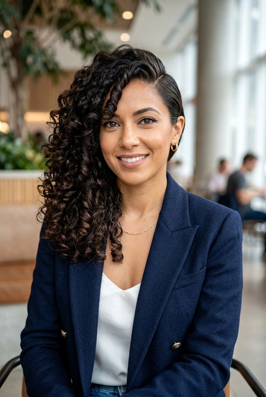 Deep Side Part Curls - 20 curly hairstyle for college girls - 20 curly hairstyle for college girls