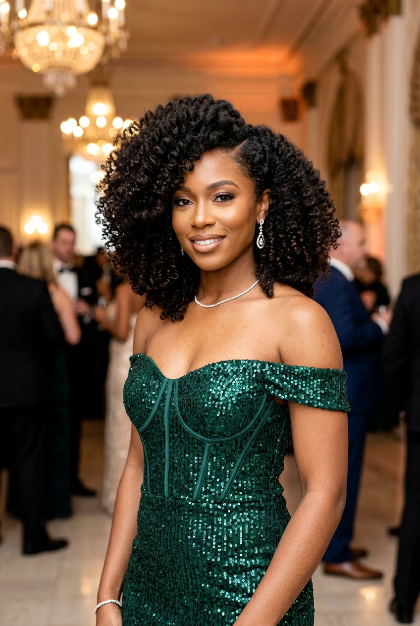 Deep Side Part Curly Afro Bob - 20 curly afro bob haircut - 20 curly afro bob haircut