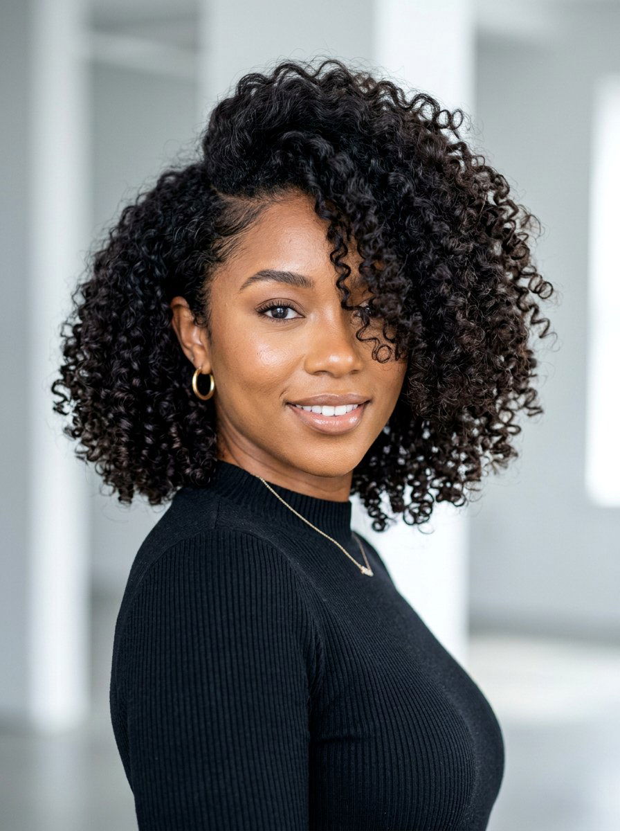 Deep Side Part Curly Bob - 20 easy hairstyle for curly bob women - 20 easy hairstyle for curly bob women