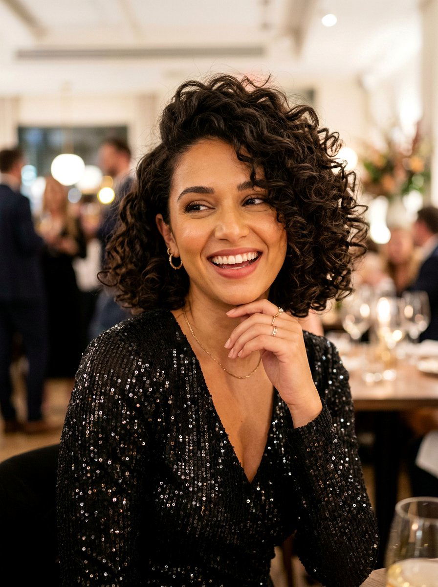 Deep Side Part Curly Bob - 20 date night hairstyle for shoulder length bob - 20 date night hairstyle for shoulder length bob