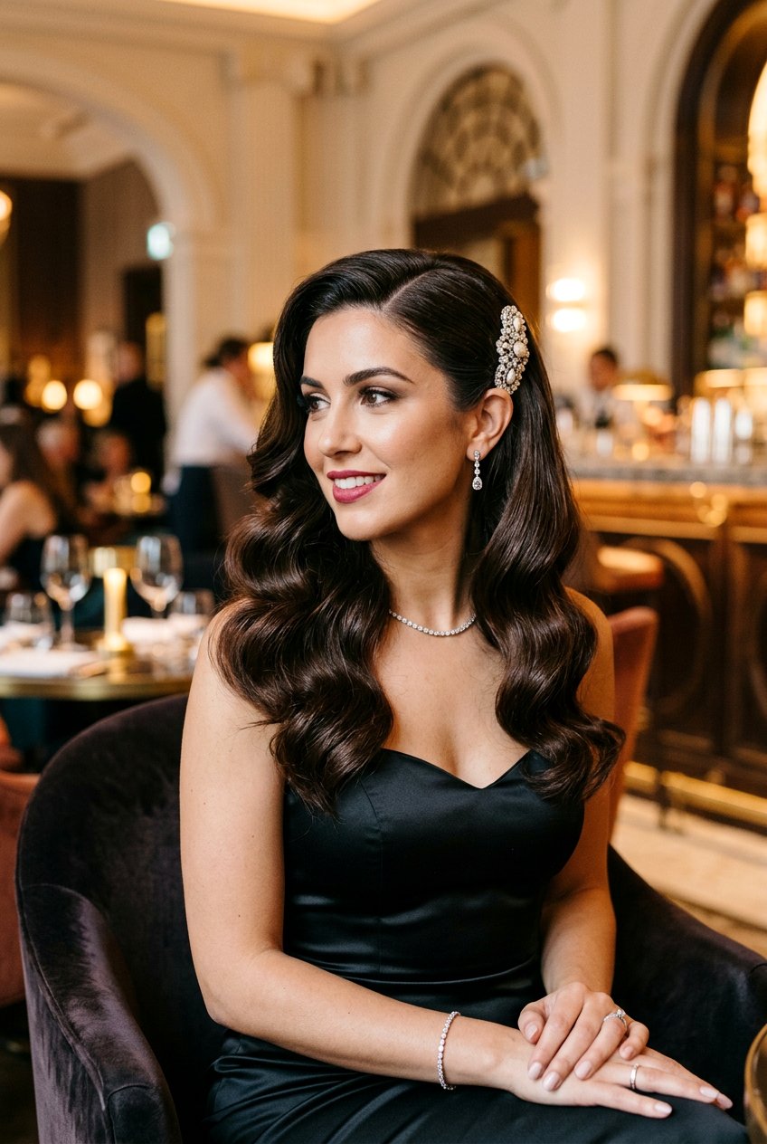 Deep Side Part Glam Waves - 20 simple festive hairstyles - 20 simple festive hairstyles