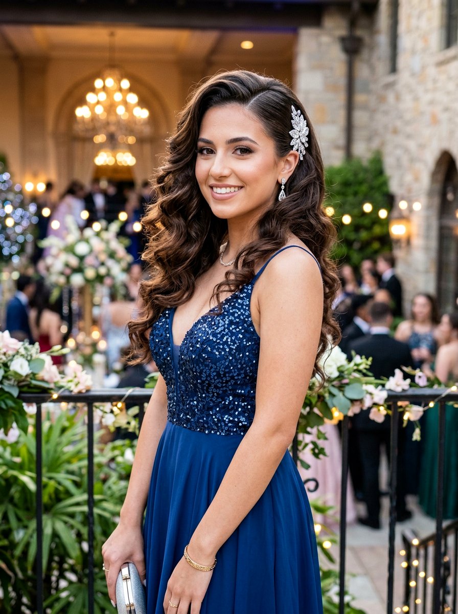 Deep Side Part Loose Curls - 20 soft glam hairstyle for prom - 20 soft glam hairstyle for prom