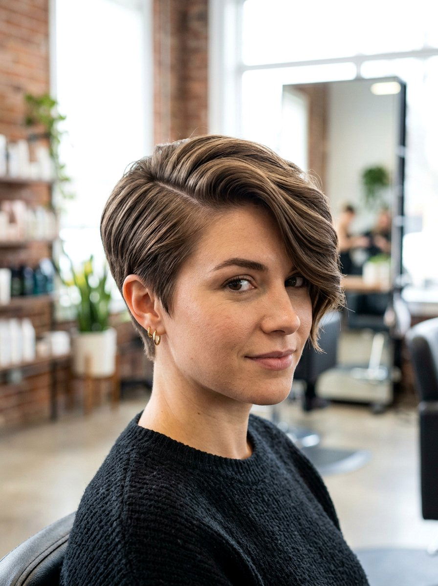 Deep Side Part Pixie - 20 sleek pixie for older women - 20 sleek pixie for older women