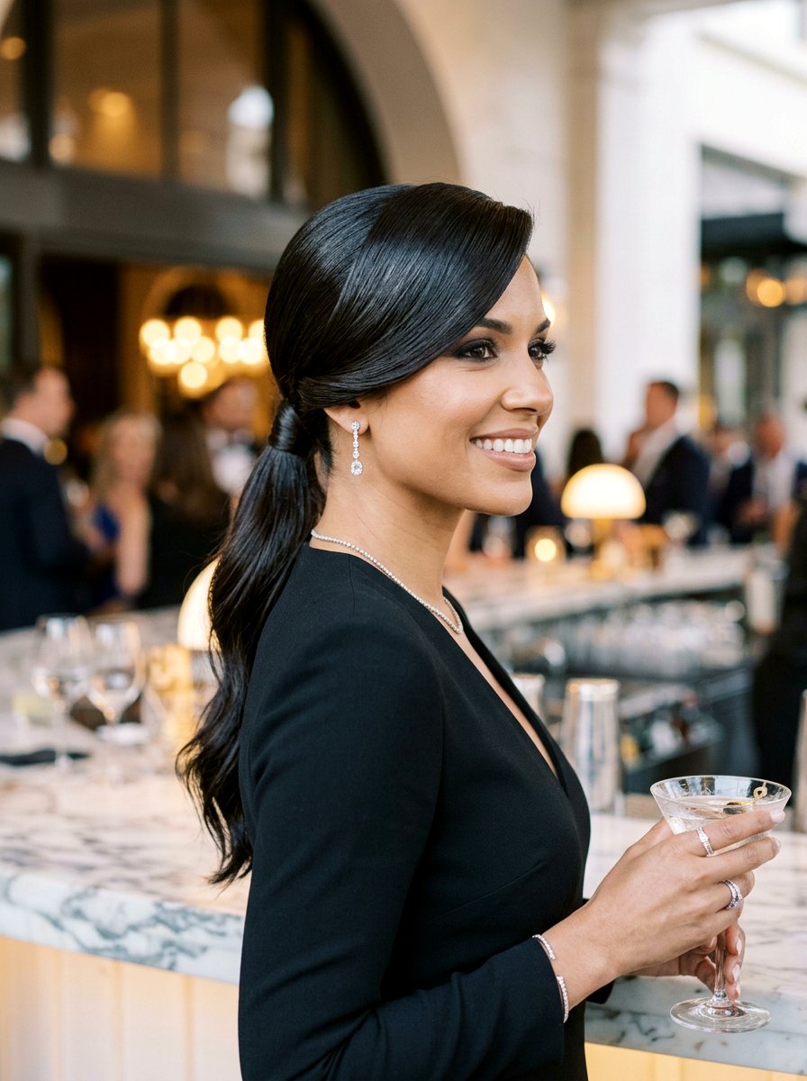 Deep Side Part Ponytail - 20 date night hairstyle with soft glam ponytail - 20 date night hairstyle with soft glam ponytail