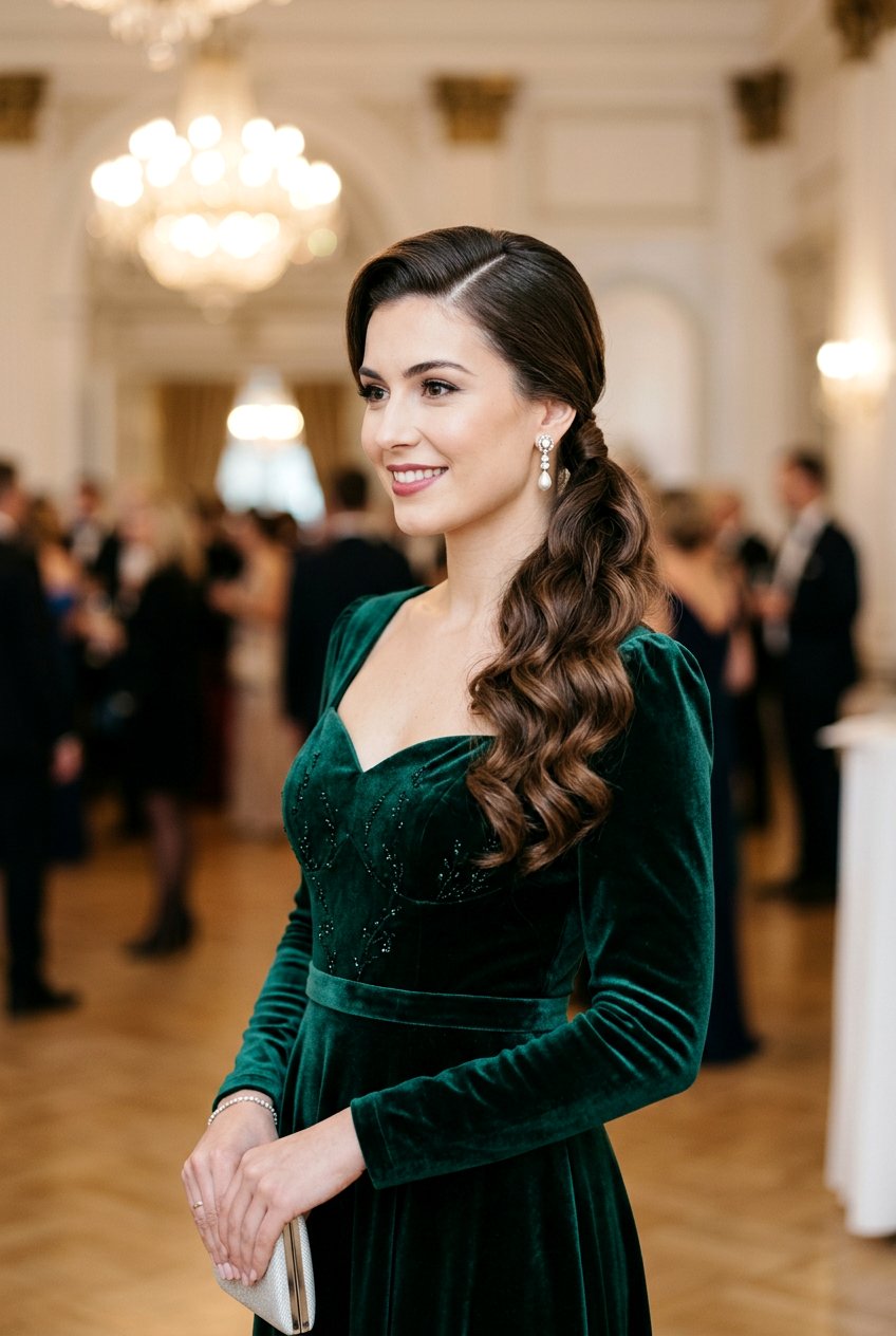 20 Elegant Cocktail Ponytail with Soft Waves for Any Event