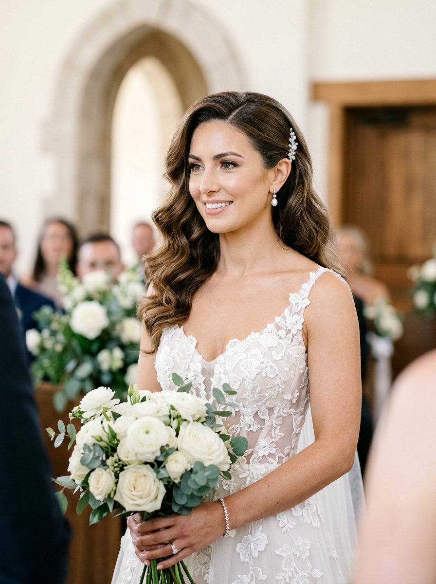 Deep Side Part Shoulder Length Wedding Hair - 20 wedding hairstyles for shoulder length hair - 20 wedding hairstyles for shoulder length hair