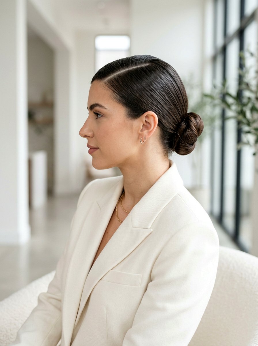 Deep Side Part Slick Back Bun - 20 slick back bun for black women - 20 slick back bun for black women