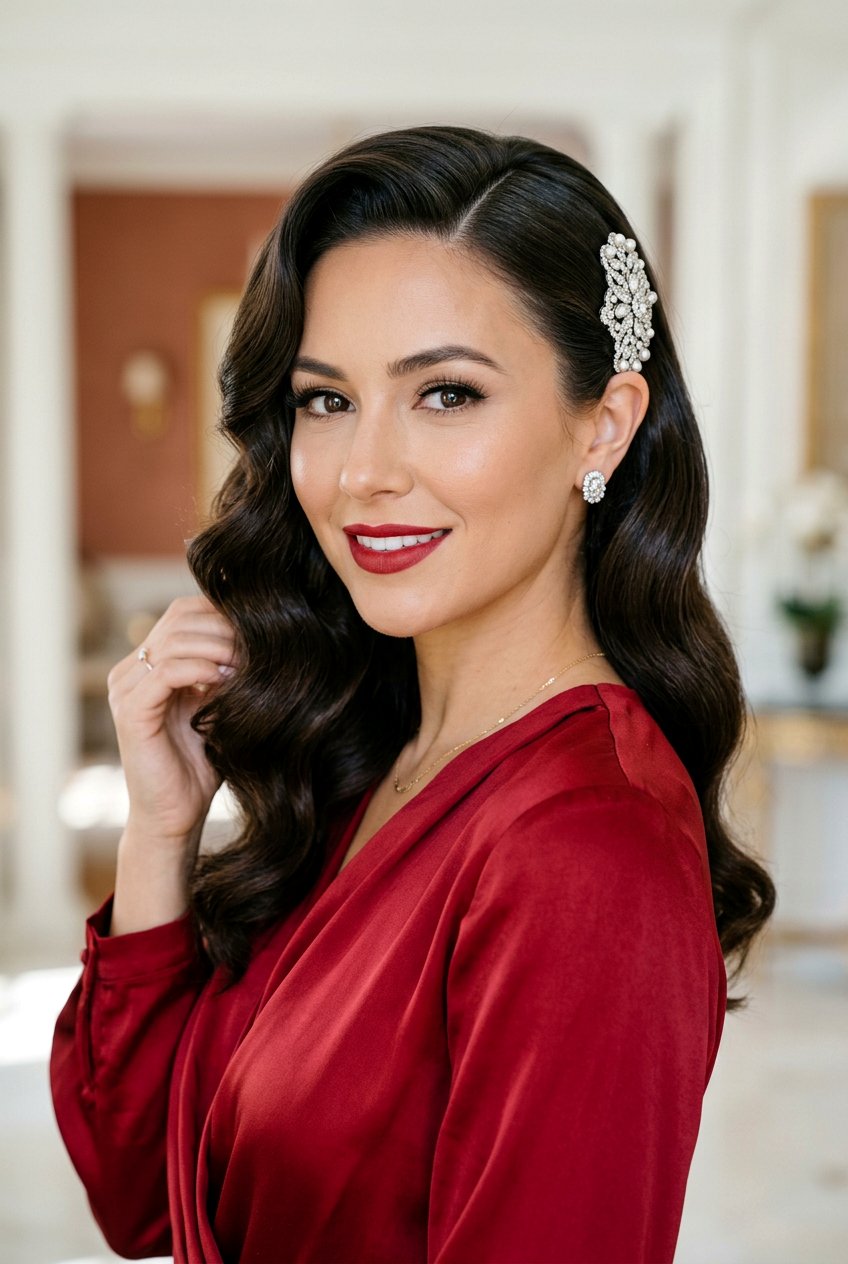 Deep Side Part Waves - 20 concert hairstyle for shoulder length hair - 20 concert hairstyle for shoulder length hair