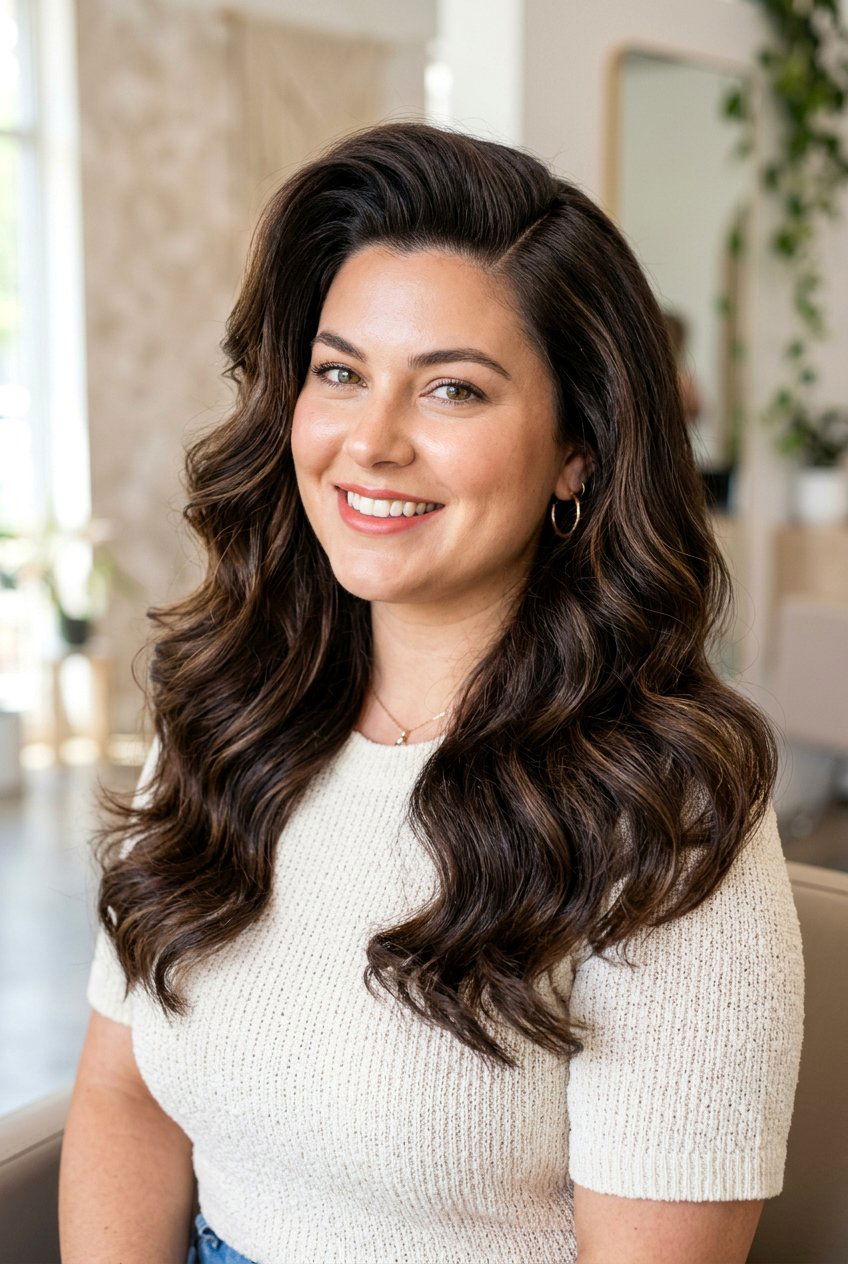 Deep Side Part Waves - 20 hairstyles for chubby faces - 20 hairstyles for chubby faces