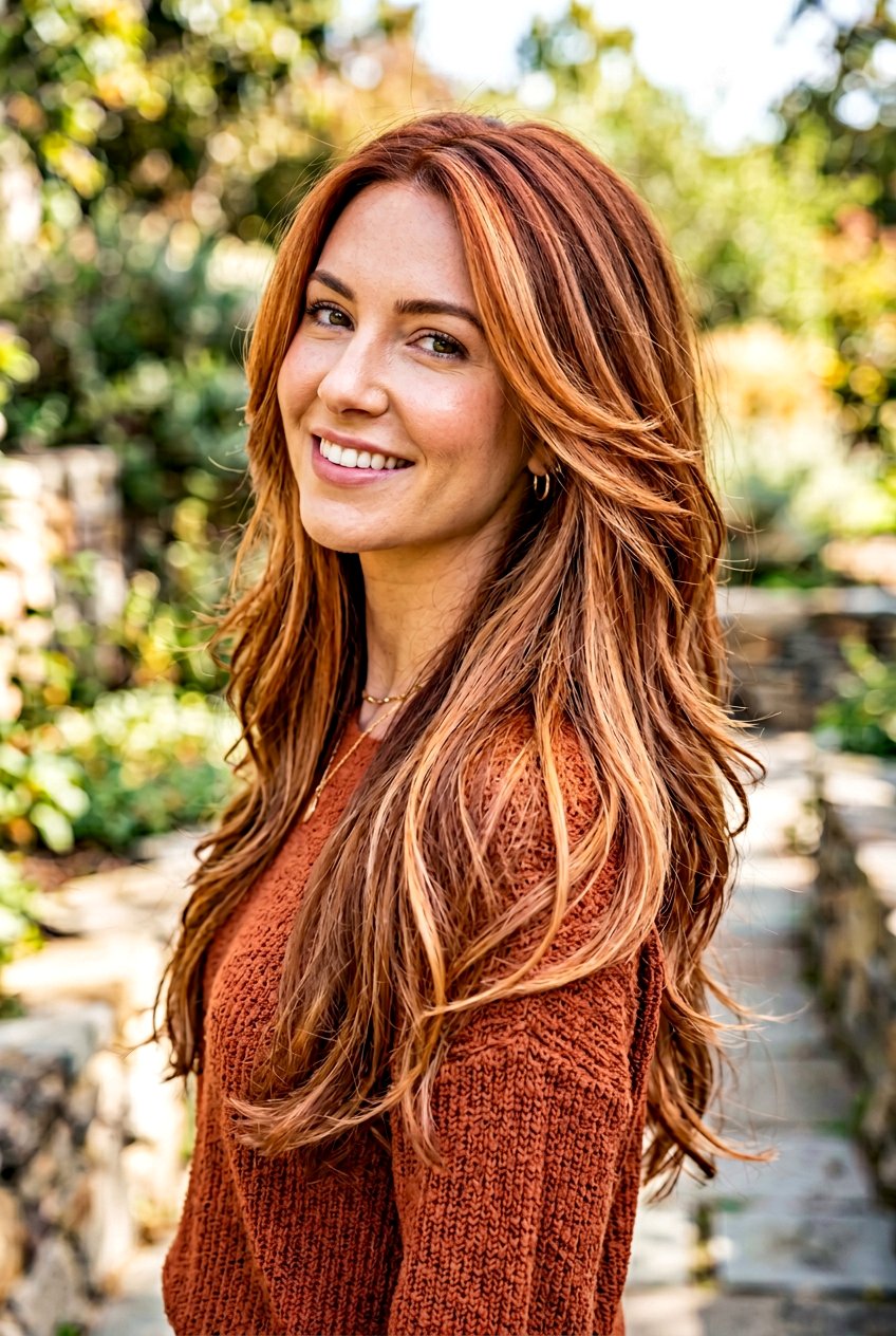 Deep Strawberry Blonde Balayage on Layered Hair - 20 natural strawberry blonde balayage - 20 natural strawberry blonde balayage