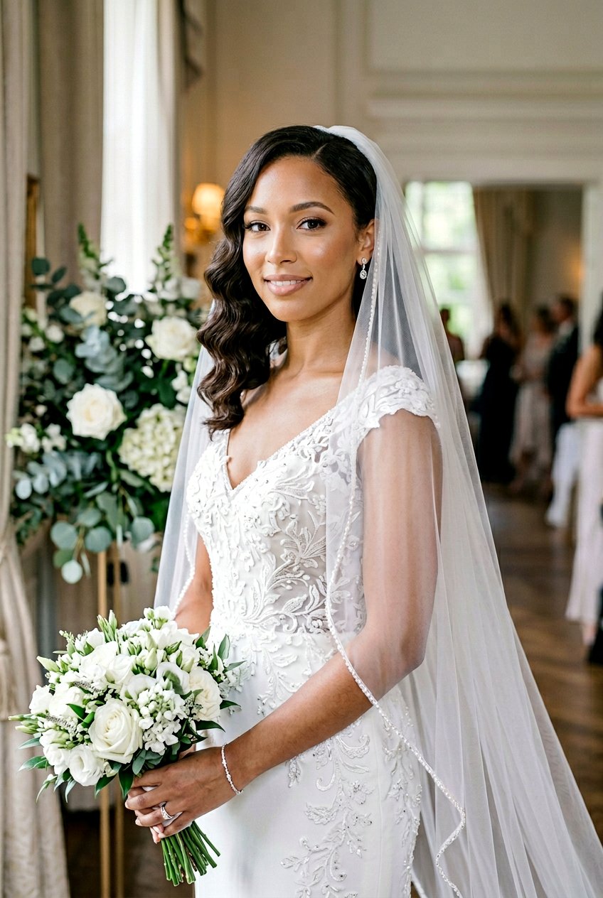 Deep Wave Bob - 20 bridal hairstyle for short bob with veil - 20 bridal hairstyle for short bob with veil