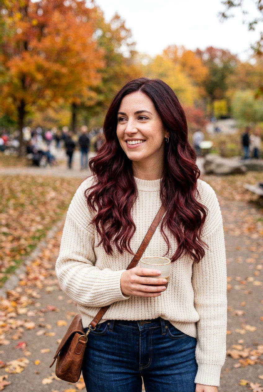 Deep Wine Red Balayage On Dark Brown Hair - 20 deep wine red balayage - 20 deep wine red balayage