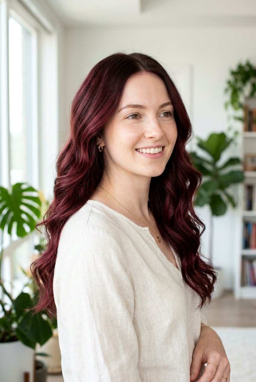 Deep Wine Red Balayage On Fair Skin - 20 deep wine red balayage - 20 deep wine red balayage
